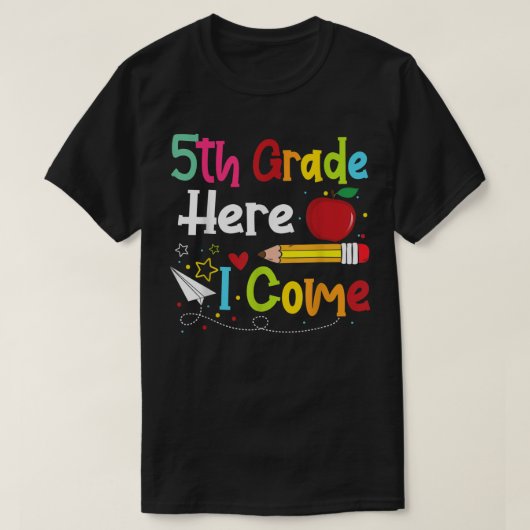 5th Grade Here I Come Teacher Back To School Boys  T-shirt (Design voorkant)