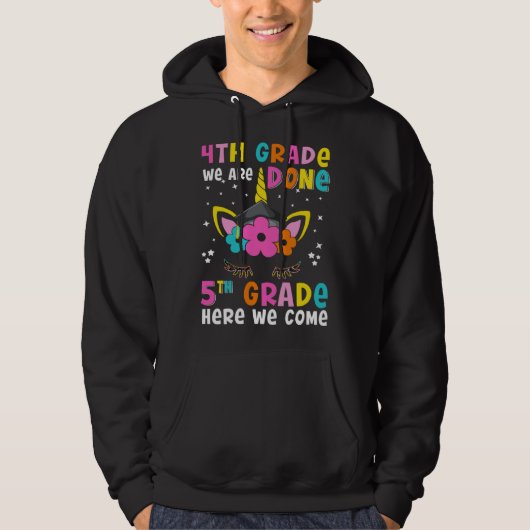 5th Grade Here We Come Cute Unicorn Happy Last Day Hoodie (Voorkant)