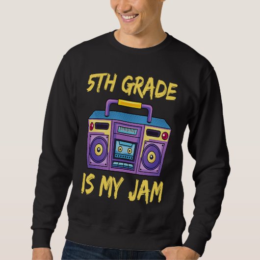 5th Grade Is My Jam School Retro 80s Boombox Stude Trui (Voorkant)