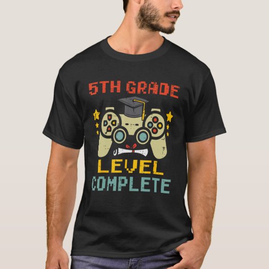 5th Grade Level Complete Gamer First Grade Graduat T-shirt (Voorkant)