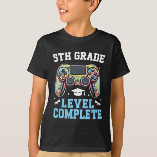 5th Grade Level Complete Last Day Of School Gamer  T-shirt (Voorkant)