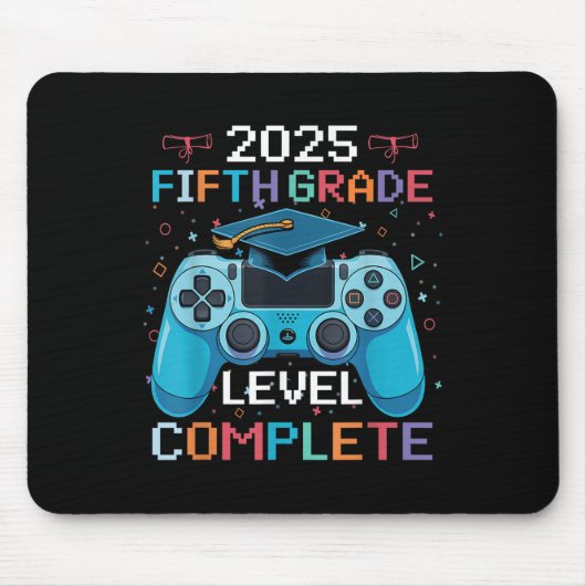 5th Grade Level Complete Video Gamer Boy Afstudere Muismat (Voorkant)