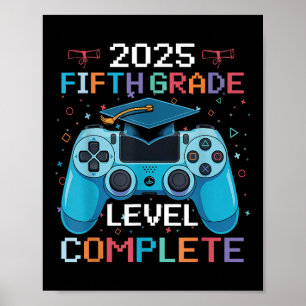 5th Grade Level Complete Video Gamer Boy Afstudere Poster