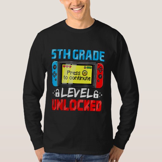 5th Grade Level Unlocked Gamer First Day Of School T-shirt (Voorkant)