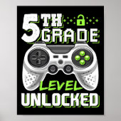 5th Grade Level Unlocked Video Game Back To School Poster (Voorkant)