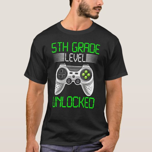5th Grade Level Unlocked Video Game Back To School T-shirt (Voorkant)