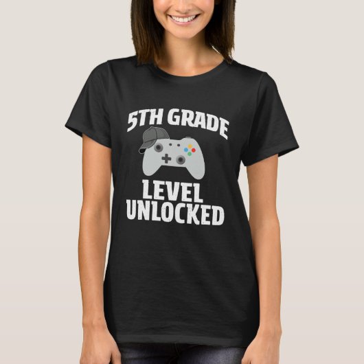 5th Grade Level Unlocked Video Gamer Back to Schoo T-shirt (Voorkant)