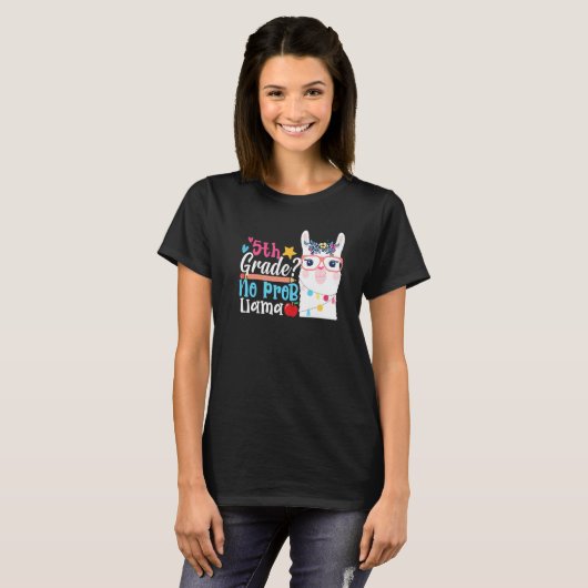 5th Grade No Prob Llama First Day Of School Teache T-shirt (Voorkant volledig)