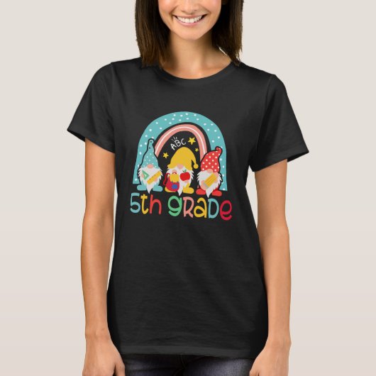 5th Grade  Rainbow Gnomes Happy First Day Of Schoo T-shirt (Voorkant)