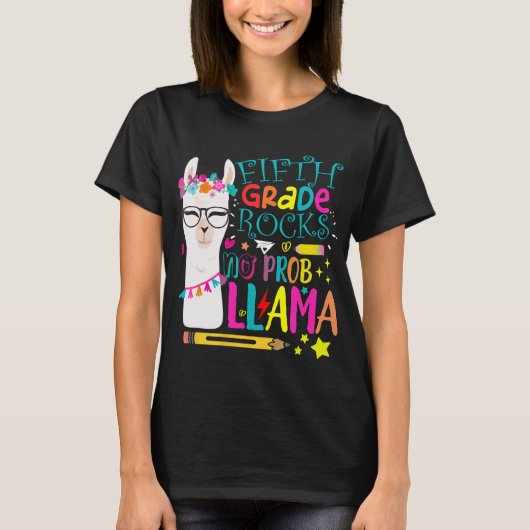 5th Grade Squad Geen Prob-Llama Llama Kleding T-shirt (Voorkant)