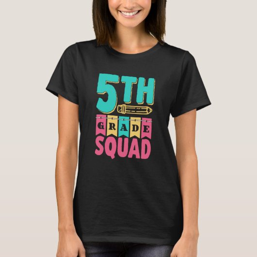 5Th Grade Squad Pupil School Grader Class 5 Five F T-shirt (Voorkant)
