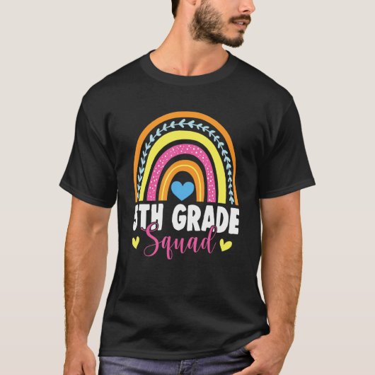 5th Grade Squad Rainbow First Day Back To School T-shirt (Voorkant)
