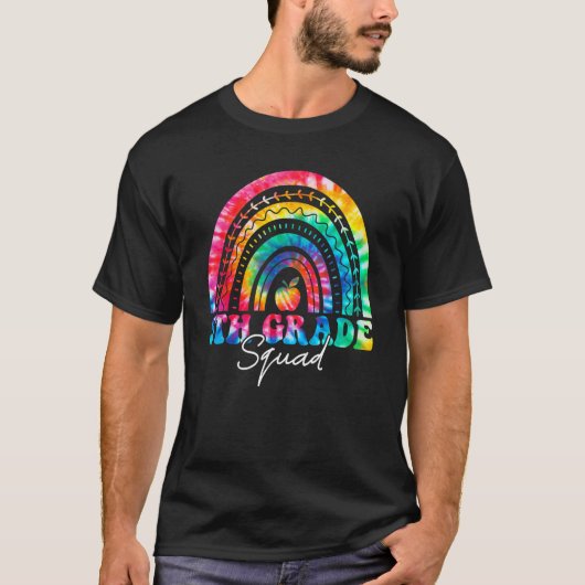 5th Grade Squad Rainbow Tie Dye Fifth Teacher Stud T-shirt (Voorkant)