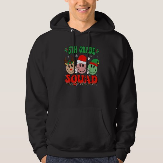 5th Grade Squad Retro Groovy Christmas Teacher Lif Hoodie (Voorkant)