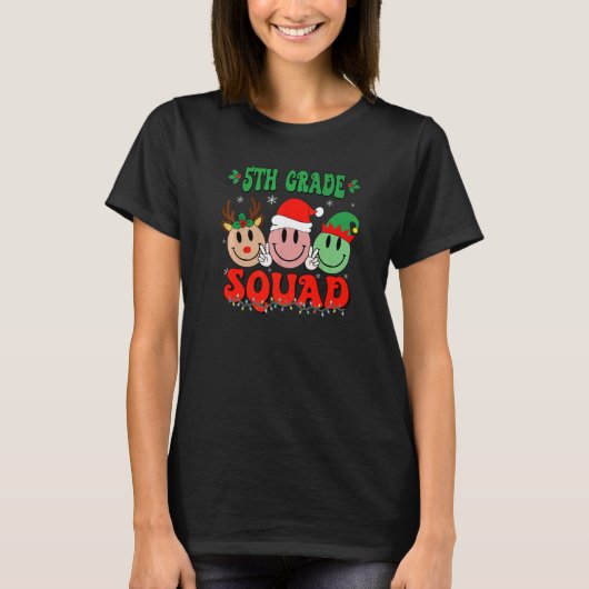5th Grade Squad Retro Groovy Christmas Teacher Lif T-shirt (Voorkant)