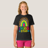 5th Grade Stud Regenboog Leopard Terug naar School T-shirt (Voorkant volledig)