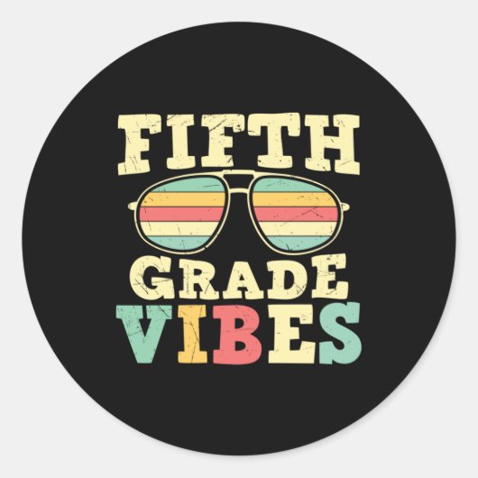 5th Grade Teacher Fifth Grade Vibes Ronde Sticker (Voorkant)