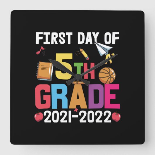 5th Grade Teacher First Day Of 5th Grade Vierkante Klok (Voorkant)