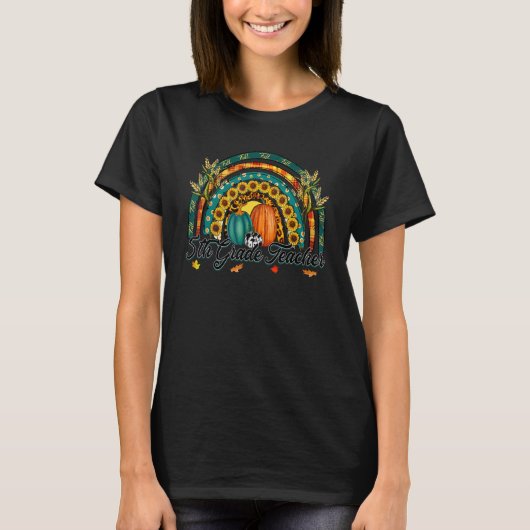 5th grade teacher Hello Fall Rainbow Pumpkin Leopa T-shirt (Voorkant)