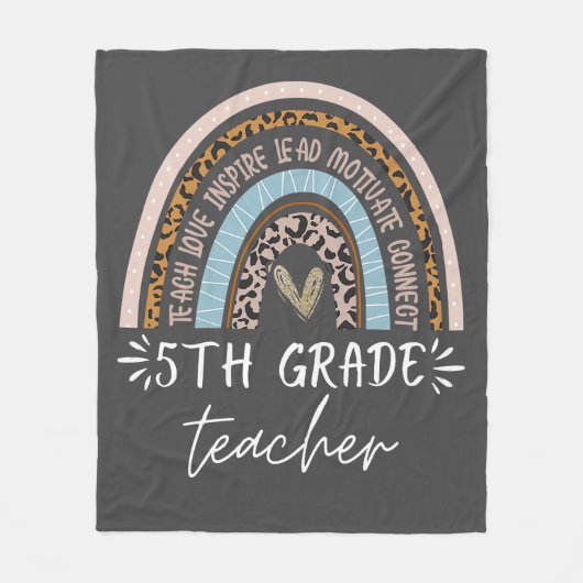 5th grade teacher teach love inspire boho rainbow fleece deken (Voorkant)