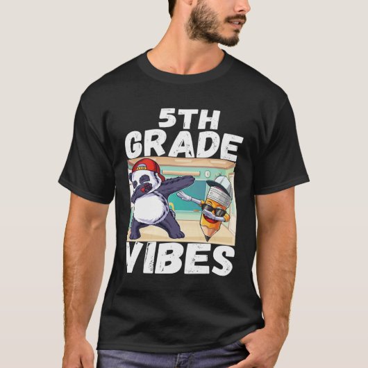 5th Grade Vibes Dabbing Panda Back to School Kids T-shirt (Voorkant)