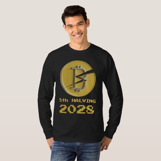 5th Halving Bitcoin 2028 Crypto Halvenings T-shirt (Voorkant volledig)