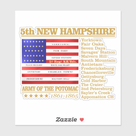 5th NH Vounter Infantry (BH) Sticker (Vel)