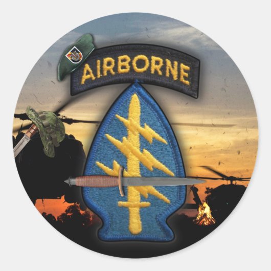 5th Special forces Green Berets lrrps naam Ronde Sticker (Voorkant)