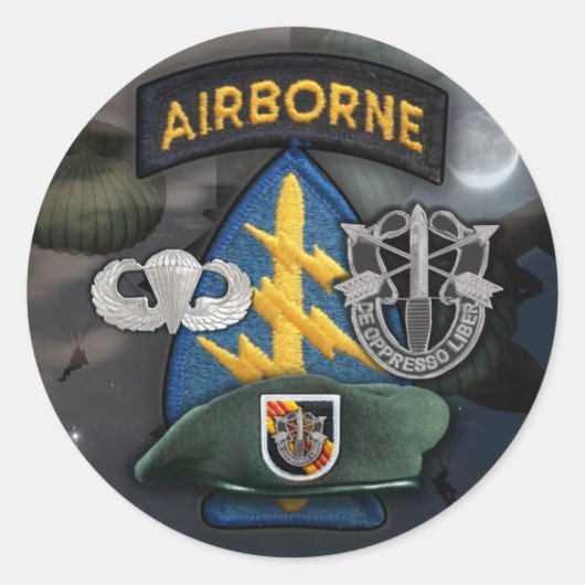 5th Special forces Groene Baretten groepsnaam Stic Ronde Sticker (Voorkant)