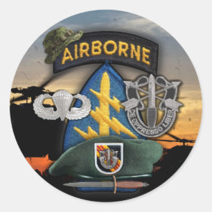 5th Special forces Groene Baretten lrrp naam Stick Ronde Sticker