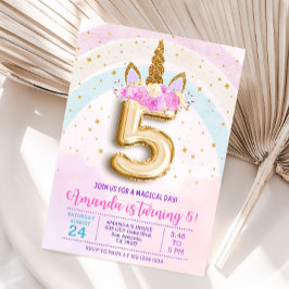 5th unicorn party invite, Editable 5th birthday in Kaart