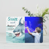 5th verjaardagsfeestje haai foto kaart (Staand voorkant)