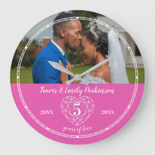 5th Wedding Anniversary heart Pink Tourmaline Grote Klok