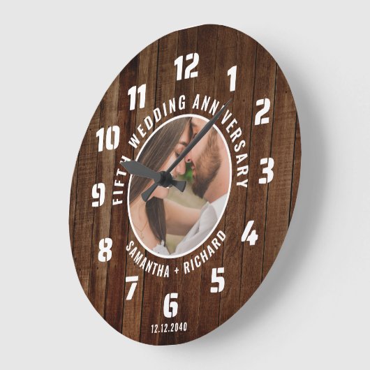 5th Wedding Anniversary Photo Rustic Pallet Wood Grote Klok (Hoek)