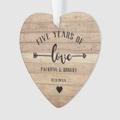 5th Wedding Anniversay Wood Jubileum Foto Ornament (voorkant)