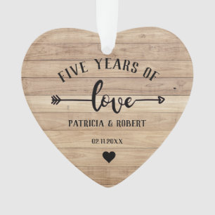 5th Wedding Anniversay Wood Jubileum Foto Ornament