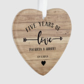 5th Wedding Anniversay Wood Jubileum Foto Ornament (voorkant)