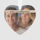 5th Wedding Anniversay Wood Jubileum Foto Ornament (achterkant)