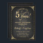 5th Wedding Jubileum - Krijtbord Goud Kaart<br><div class="desc">5e bruiloft Jubileum. Elegant  ontwerp met zwart krijtbordpatroon en faux gold. Beschikt over scriptlettertype. Hoera voor 5 jaar! Kan worden gepersonaliseerd in elk jaar van het huwelijk! Stuur me een bericht als je nog meer maatwerk nodig hebt.</div>