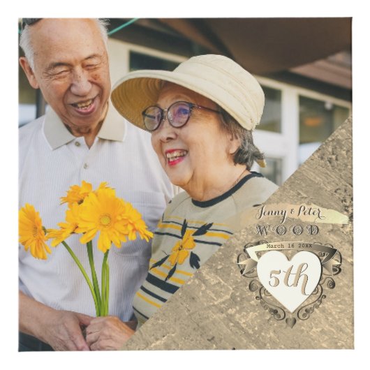 5th Wedding Jubileum Wood Afbeelding Foto Cube Kubus (Rechts)