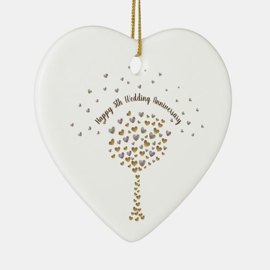 5th Wood Wedding Anniversary ornament with tree (Rechts)