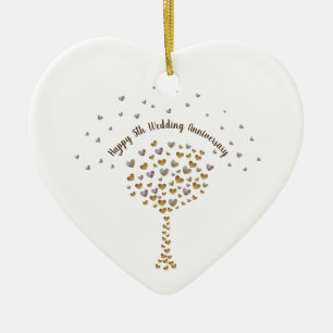 5th Wood Wedding Anniversary ornament with tree