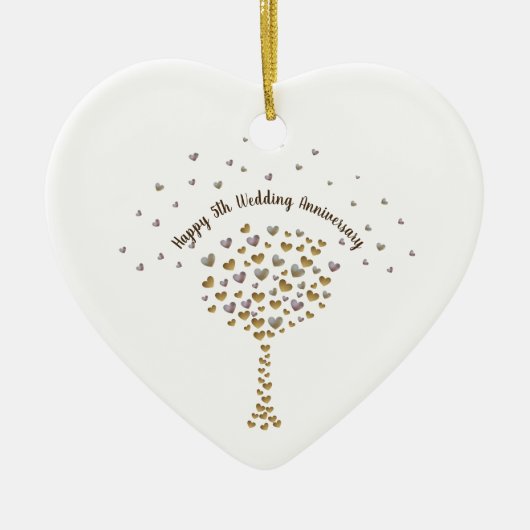 5th Wood Wedding Anniversary ornament with tree (Voorkant)