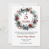 5th Wood Wedding Jubileum Winter Save The Date (Voorkant)