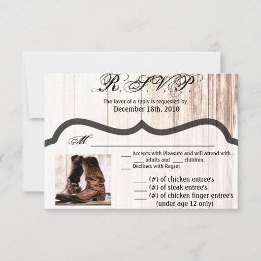 5x3.5 R.S.V.P. CardBoots Land Rustic Western Wij Kaart (Voorkant)