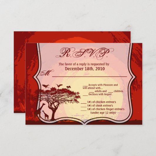 5x3.5 R.S.V.P. Kaart African Safari Giraffe Zonson (Voorkant / Achterkant)