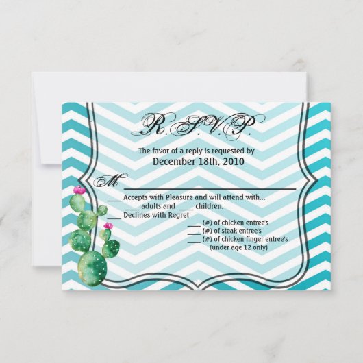 5x3.5 R.S.V.P. Kaart Boho Cacti Cactus Succulent B (Voorkant)