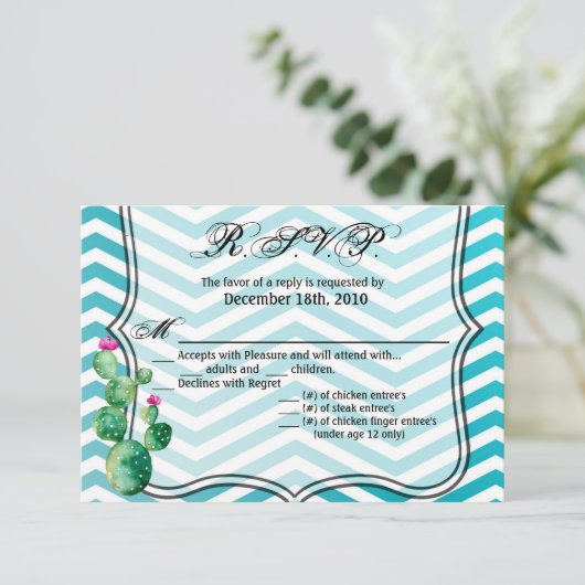 5x3.5 R.S.V.P. Kaart Boho Cacti Cactus Succulent B (Staand voorkant)