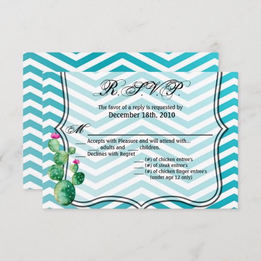 5x3.5 R.S.V.P. Kaart Boho Cacti Cactus Succulent B (Voorkant / Achterkant)