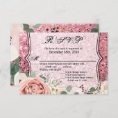 5x3.5 R.S.V.P. Kaart Geometric Garden Roos Glitter (Voorkant / Achterkant)